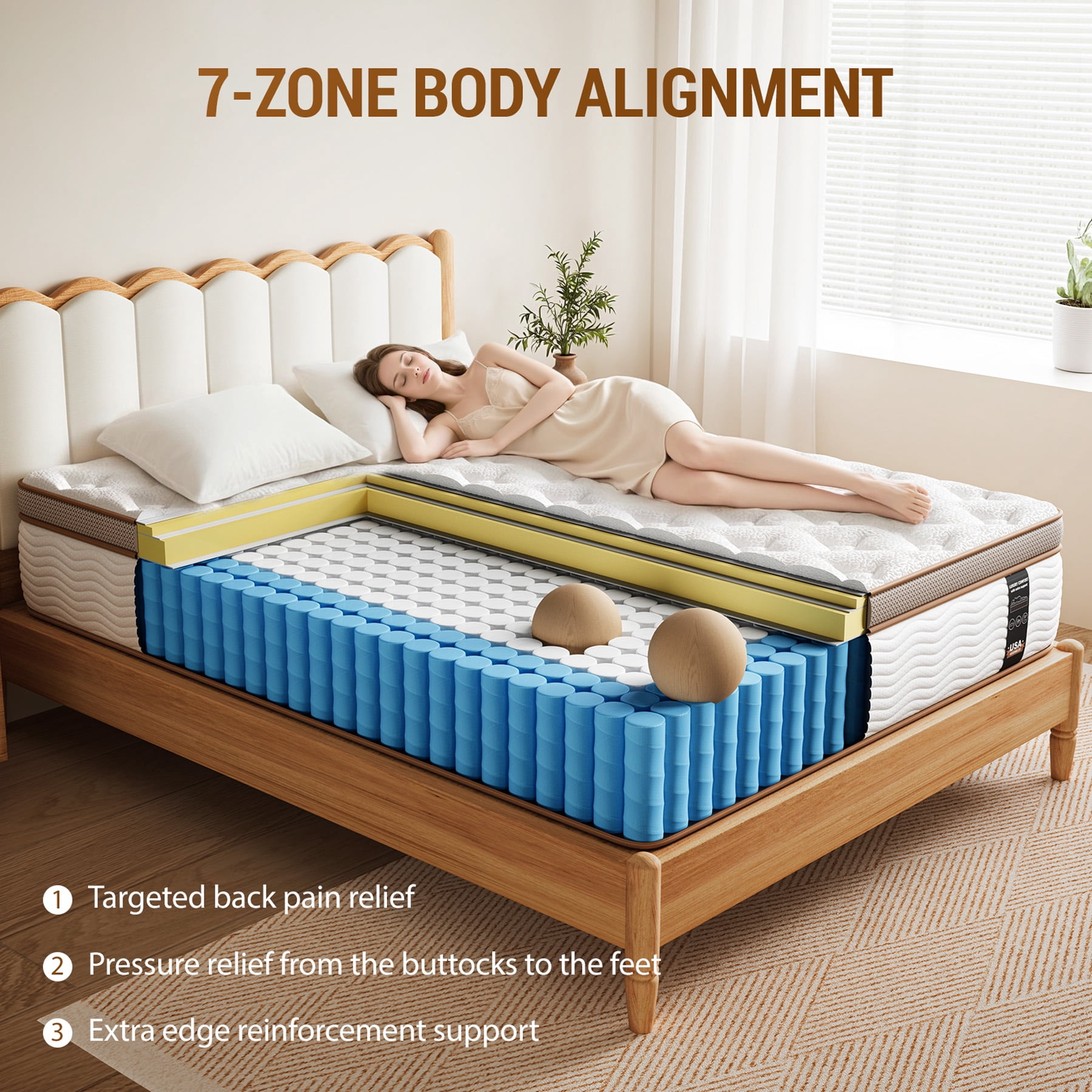 Sleepmax Soma 14" Firm Mattress Full, 365 Night Trial, Euro Top, 800+ Pocket Spring for Motion Isolation, Certipur-Us, Adult