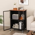 thumbnail image 5 of Gymax Kitchen Island on Wheels Utility Trolley Rolling Coffee Bar Cart Door & Shelves, 5 of 10