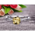 thumbnail image 3 of 10k White Gold Champagne Diamond Moissanite Engagement Ring With 1.80 Carat 7mm Cushion Cut Vintage Looking, 3 of 5
