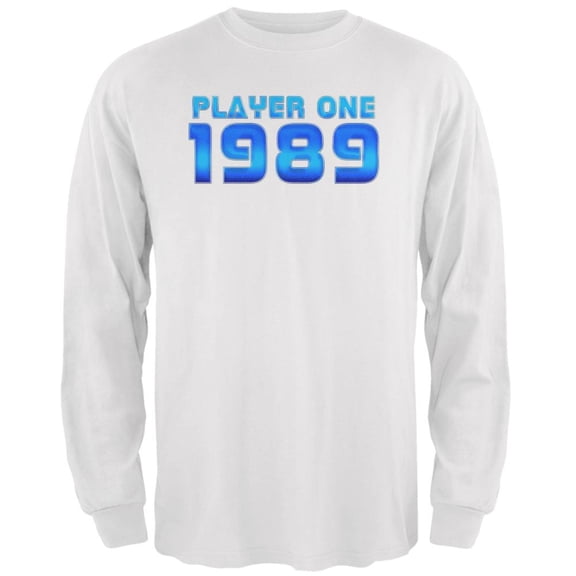 1989 Player One Birthday Mens Long Sleeve T Shirt White SM