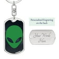 thumbnail image 2 of Alien Face Stainless Steel or 18k Gold Premium Swivel Dog Tag Keychain, 2 of 10