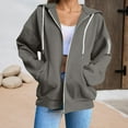 thumbnail image 6 of Women's Casual Zip Up Hoodie - Solid Color Loose Fit Long Sleeve Sweatshirt Jacket, Cozy and Warm Basic Hooded Outerwear for Fall and Winter, 6 of 9