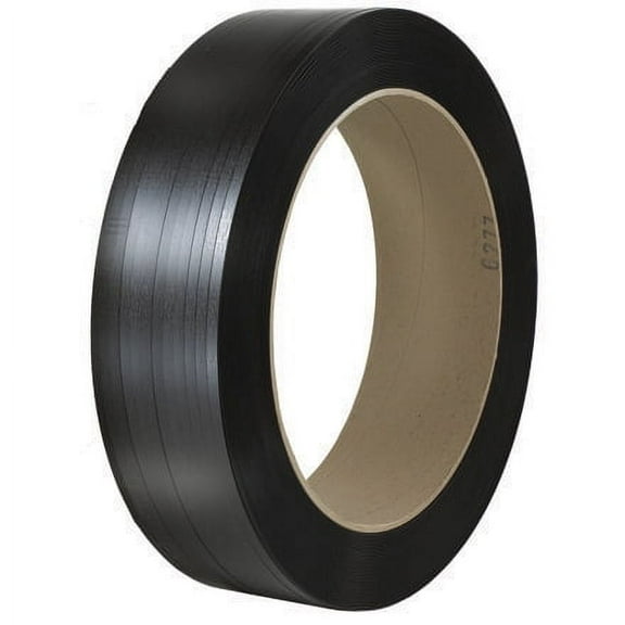 SSBM 1/2" x .025 x 7200' Black 16 x 6" Core Hand Grade Polypropylene Strapping - Embossed - 1 Coil