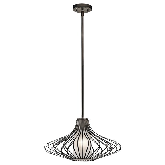 Kichler 43201OZ Olde Bronze Pendant Light with Glass Shade, 1-Light, 100W