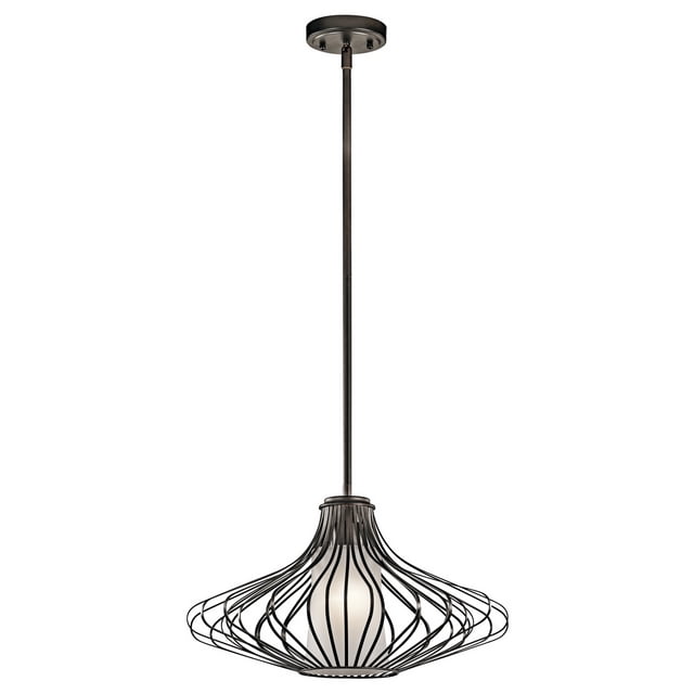 Kichler 43201OZ Suspension en Bronze Ancien avec Abat-Jour en Verre, 1 Lumière, 100W