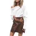 thumbnail image 2 of Babysbule Womens Tops Woman Solid Color Batwing Sleeve Pullove Skew Collar Casual Blouse, 2 of 9