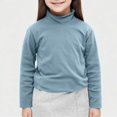 thumbnail image 2 of JTSRKL Girls Mock Turtleneck Sweaters Fashion Teens Long Sleeve Solid Color Basic Pullover Sweatshirts Loose Fit Cotton Blouse Blue 6-8 Years, 2 of 6