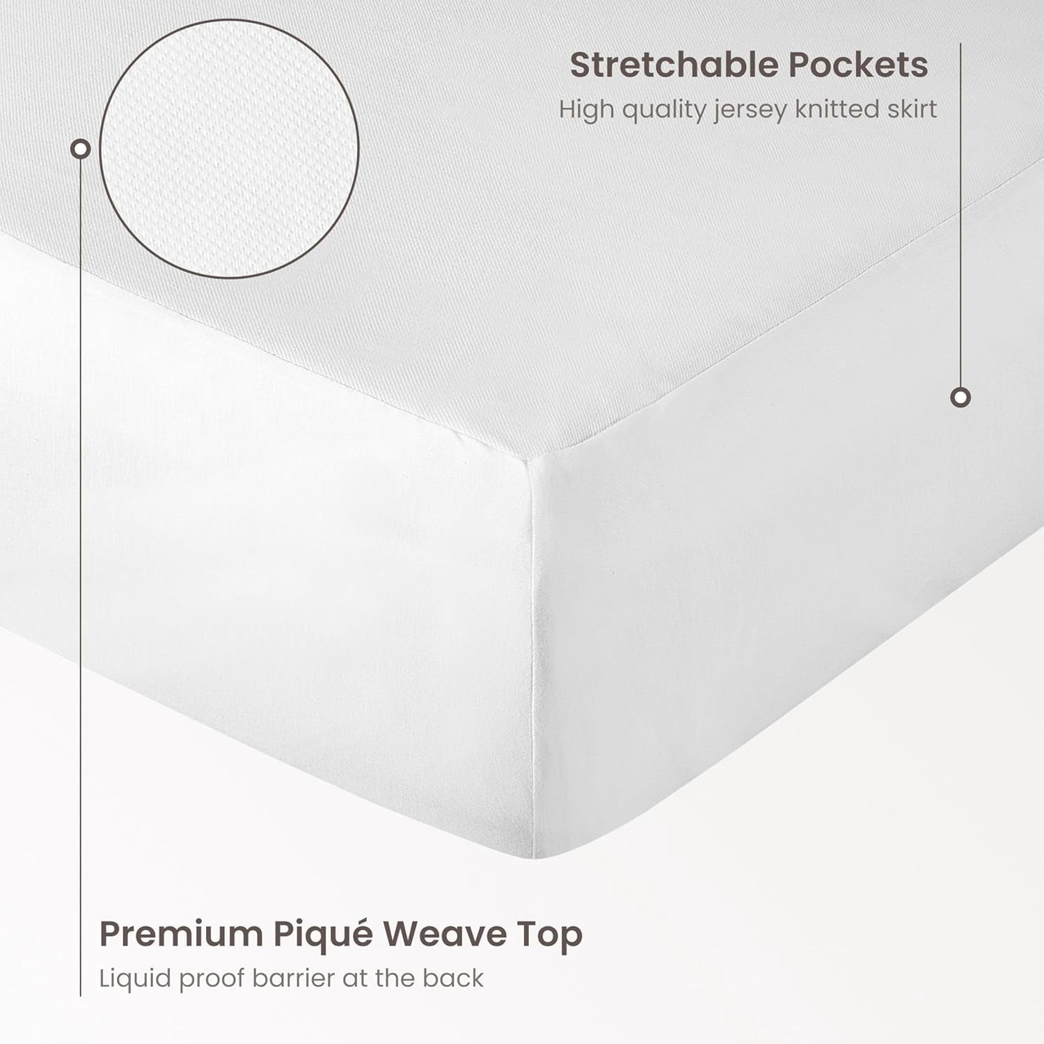 Bioweaves Organic Waterproof Mattress Protector – GOTS Certified Organic Cotton Crib Mattress Cover with Breathable Piqué Weave top Layer – 20 Inch Deep Pocket, White