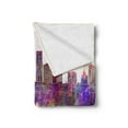 thumbnail image 2 of Minnesota Soft Flannel Fleece Blanket, Panoramic View St Paul City Architecture with Abstract Smudged Aquarelle Effect, Cozy Plush for Indoor and Outdoor Use, 50" x 60", Multicolor, by Ambesonne, 2 of 5