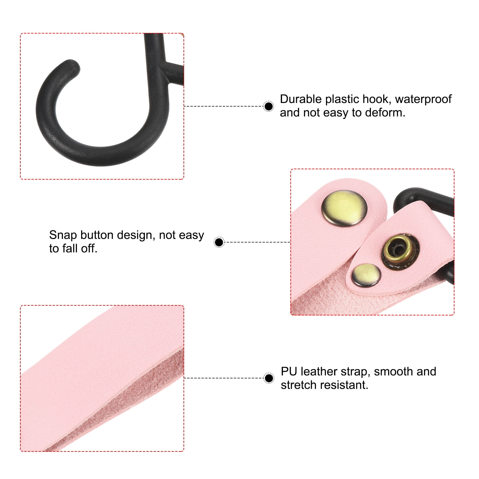 Unique Bargains PU Leather S Shelf Hooks Camping Hook Hanger Plastic Outdoor Pink