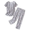 thumbnail image 2 of Conjunto Informal De 2 Piezas Con Estampado Gráfico, Camiseta De Manga Corta Con Cuello En V Y Lindos Pantalones Elásticos, Ropa De Mujer, 2 of 4