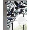 thumbnail image 2 of Teal Skull Halloween Swag Valances for Windows, Small Curtains Drapes, Navy Blue Birds Vintage Skeleton Kitchen Window Curtains Over Sink Window Treatment Valance for Bedroom/Bathroom 56"x36", 2 of 5
