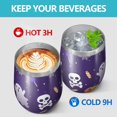 thumbnail image 4 of Halloween Pattern 12oz Stainless Steel Insulated Wine Tumbler with Lid and Straw – Double Wall Vacuum Mug for Hot & Cold Drinks, 304 Steel Interior, Sweat-Free Design. Trick or Treat !, 4 of 5