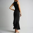 thumbnail image 4 of Drses‌‌ ‌‌‌‌‌‌‌‌‌‌‌‌‌Women's Crew Neck Sleeveless Bodycon Maxi Dress - Mermaid Cut with Ruffle Hem for Evening Cocktail Party, 4 of 7