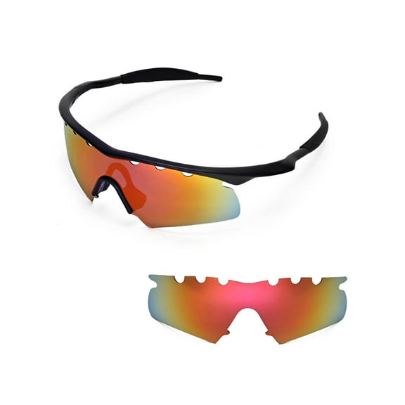 Walleva Fire Red Polarized Vented Replacement Lenses for Oakley M Frame Hybrid Sunglasses