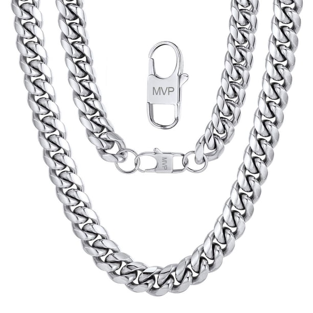 Collar ChainsPro Hip Hop para hombre, acero inoxidable, 14 mm, 71 cm