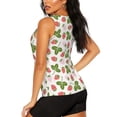 thumbnail image 3 of Xecao Strawberry Floral print women's scoop neck, loose-fit workout tank tops for the gym., 3 of 9