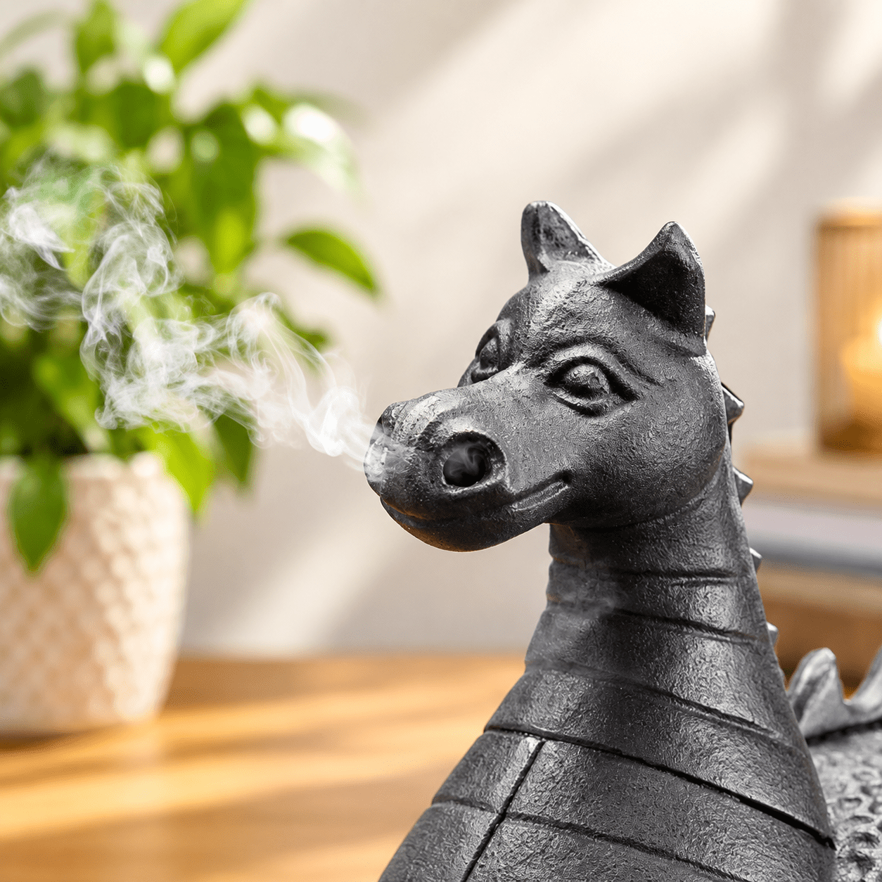 Dragon Cast Iron Fireplace Steamer, 2.75 Qt Capacity, Matte Black Rust ...