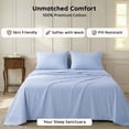 thumbnail image 3 of Loomsnest 4 Piece Full Size Bed Sheets Set, Cool & Crisp Percale, 100% Cotton Sheets, Deep Pockets, Light Blue, 3 of 10