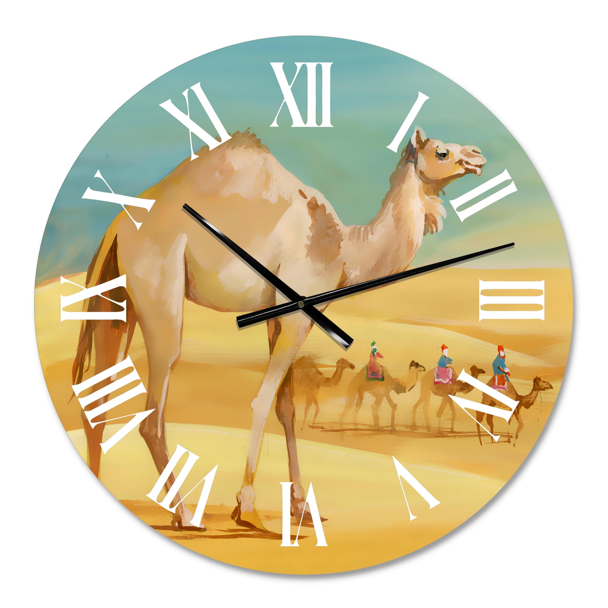 Designart 'Camels In Desert' Farmhouse Wall Clock