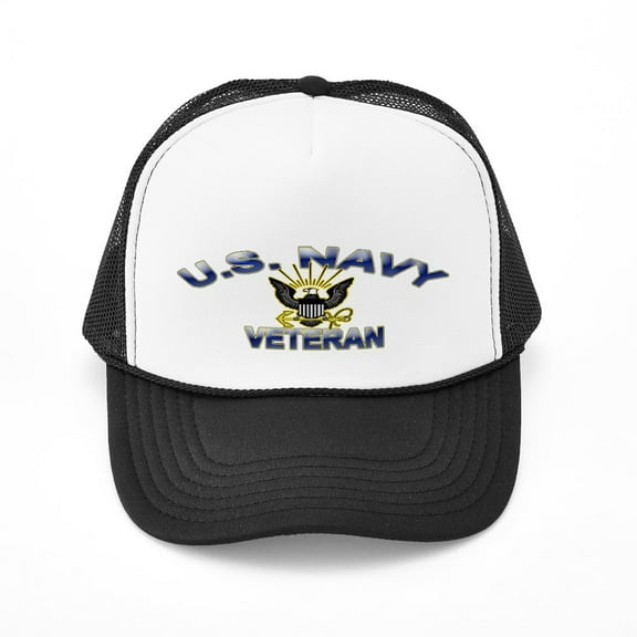 CafePress - Navy Veteran III - Adjustable Unisex Printed Trucker Hat with Mesh Back