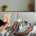 thumbnail image 3 of Dragon Soft Flannel Fleece Blanket, Traditional Chinese Creature Holding a Large Pearl Zodiac Signs Folk Tattoo Graphic, Cozy Plush for Indoor and Outdoor Use, 60" x 80", Multicolor, by Ambesonne, 3 of 5