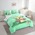 thumbnail image 3 of Manfei Kawaii Frog Mushroom 7-Piece Bedding Comforter Set,Musical Meldoy King Bedding Sets,Green Cyan Yellow Bed Sheets For Girl Boy,Super Cozy Room Decor Reversible, 3 of 8