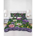 thumbnail image 2 of Full Size Quilt Bedding Set, Spring Flowers Reversible Summer Quilt 3 Pieces, Boho Botanical Budding Garden Florals Lightweight Bedspreads Coverlets with 2 Pillow Shams for All Seasons, 2 of 5