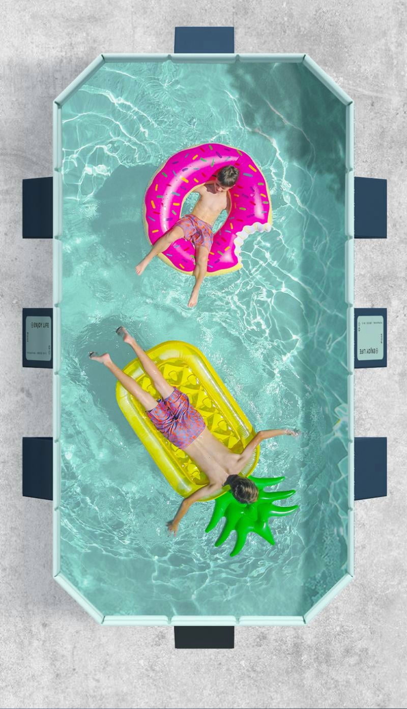 YUCHANG Foldable Swimming Pool, Large Non-inflatable Adults Kids Outdoor Pools, with Fix Patches & Stable Triangular Braces, Dark Blue (118" x 66" x 20")