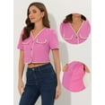 thumbnail image 2 of DARING DIVA Women's Contrast Trim Jacket Single Breasted Blazer M Pink, 2 of 6