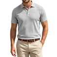 thumbnail image 2 of Knitted Polo Shirts for Men Henley Short Sleeve Button Up Tees Causal Loose Textured T Shirts, 2XL, 2 of 6