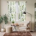 thumbnail image 6 of Sage Green Leaves Kitchen Curtains 63 Inch Length, Summer Botanical Farmhouse Leaf Watercolor Tiers Curtains for Living Room Berdoom, Light Filtering Drapes Window Treatment 2 Panels 42"Wx63"L, 6 of 8