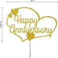 thumbnail image 2 of Happy Anniversary Glitter Cake Topper, Party Decorations, Sturdy Doubled Sided Glitter, Acrylic Stick (Gold), 2 of 4