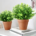 thumbnail image 5 of Morttic 10 Pack Boxwood Stems, Artificial Flowers for Outdoors, Bright Green Plastic Boxwood Greenery Stems for Potted Plants Patio Farmhouse Garden Window Office Decoration, 5 of 7