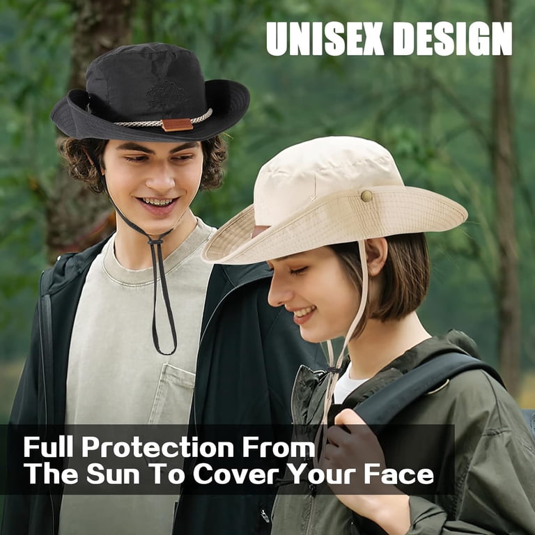 Chapeau Pêche Safari Imperméable Large Bord – Style Cow-boy Repliable, Protection UV, Mesh Respirant