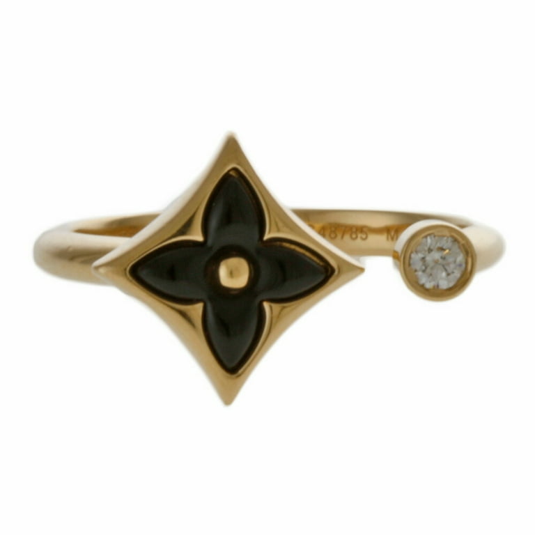 Color Blossom Mini Star Ring, Yellow Gold, Onyx And Diamond