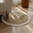 thumbnail image 1 of Langgg Soft Jute Area Rug Braided Footcloth Braided Design Round Jute Area Woven Tassel Design for Study Throw Rug Floor Mat 80cm, 1 of 9