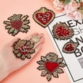 thumbnail image 4 of 1 Bag 6 Styles Sequin Heart Applique Heart Crystal Embroidery Patches Handmade Bling Applique Sew on Applique Repair Patch for Clothing Jacket Backpack Hat DIY Crafts Decorations Red Golden, 4 of 7