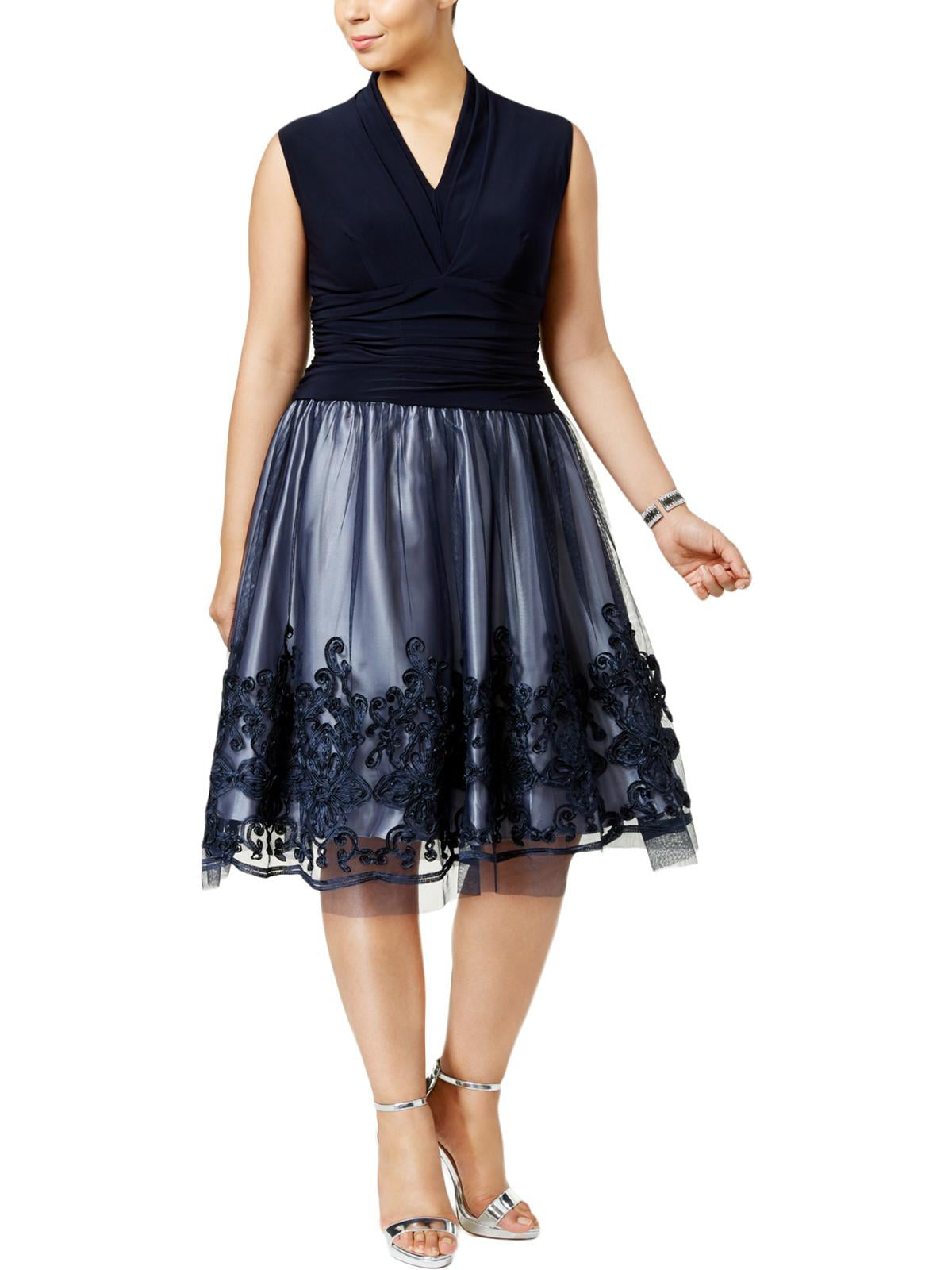 SL Fashions Womens Plus Lace Sleeveless Cocktail Dress - Walmart.com
