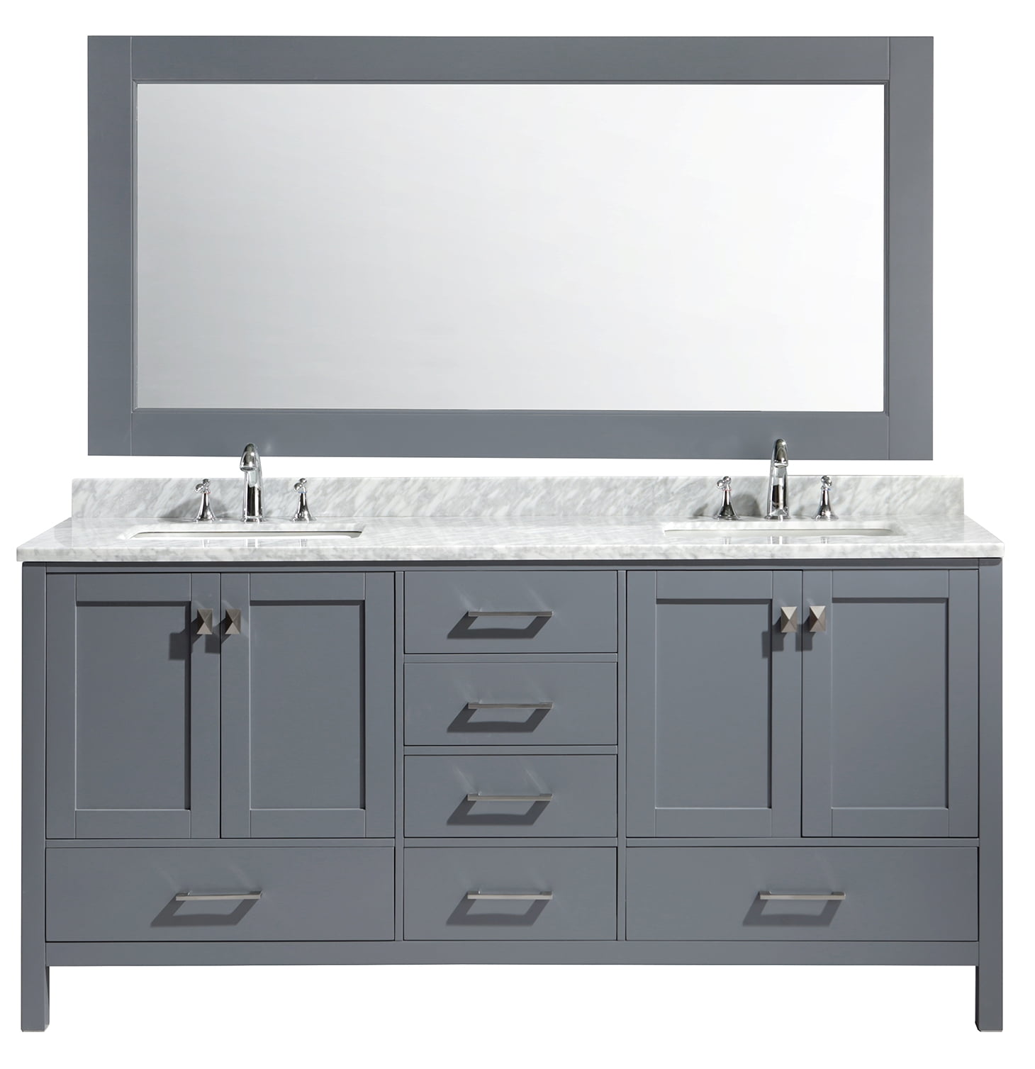 Design Element London 72" Double Sink Bathroom Vanity Set in Gray with