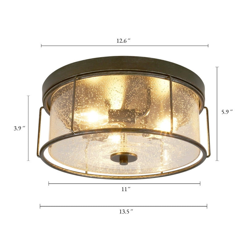 LNC Vine 3-Light 13.5-in Brushed Black LED Flush Mount Light for Living Room, Bedroom, and Kitchen