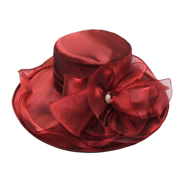 TELOLY Church Fascinator Wedding Tea Party Derby Hats for Women Flower Wide Brim Sunshine Hat Church Hats for Women