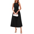 thumbnail image 1 of Vestido PRETTYGARDEN Negro Sin Mangas Línea A Plisado Midi Talla S, 1 of 8