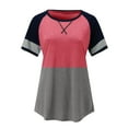 thumbnail image 4 of Povozer Womens Crewneck Tops Casual Printed Tops Short Sleeve T Shirt(Hot Pink,2XL), 4 of 5