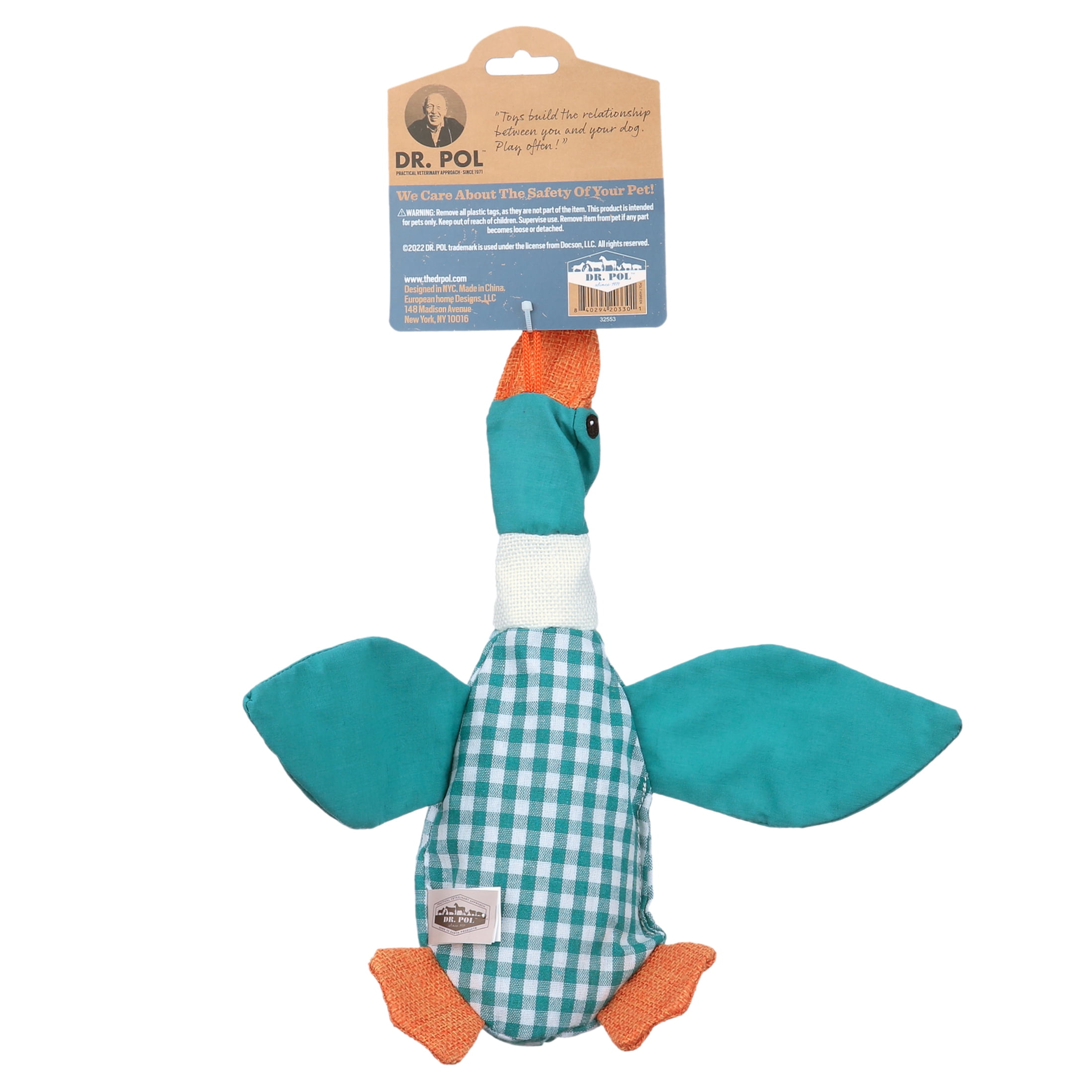 Dr. Pol Plush Squawking Plaid Duck, Green