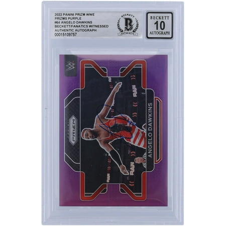 Angelo Dawkins WWE Autographed 2022 Panini Prizm Purple #64 #116/149 Beckett Fanatics Witnessed Authenticated 10 Card - Fanatics Authentic Certified