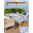 thumbnail image 5 of Outdoor Tablecloth with Umbrella Hole for Patio/Picnic/Party/Camping, Blue White Floral Waterproof Table Cloth Rectangle Table Cover Washable, Spring Botanical Leaves Farmhouse (52"x 70"), 5 of 8