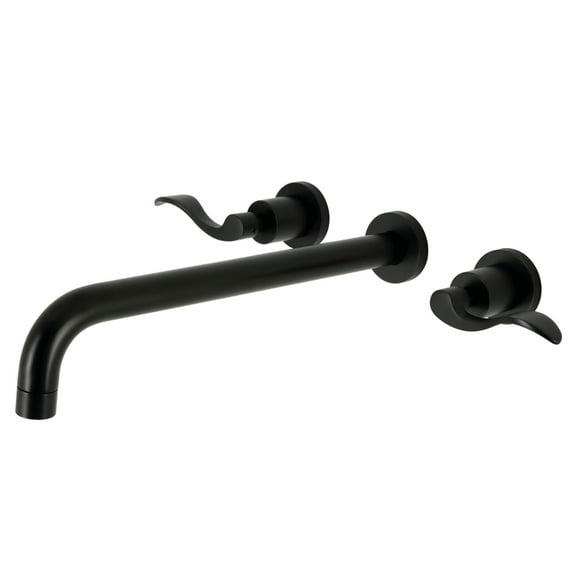 Kingston Brass KS8040DFL NuWave Two-Handle 3-Hole Wall Mount Roman Tub Faucet in Matte Black