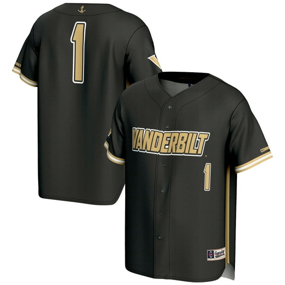Youth GameDay Greats #1 Black Vanderbilt Commodores Lightweight Baseball Jersey