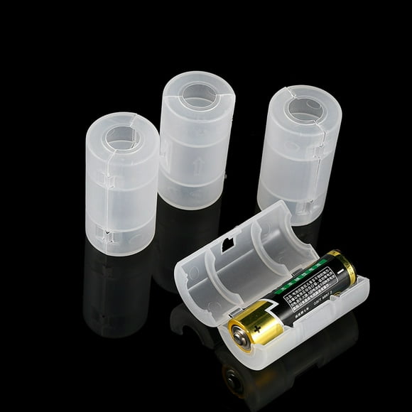 AA to Size C Battery Adapter Converter Cases, Pack of 4, With Battery Limit Slot,Perfect For Electronics, Translucent White, For Electronics and Emergency Situations